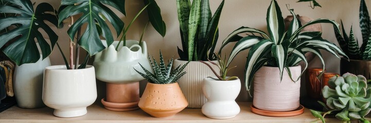 Collection of Indoor Plants in Modern Pots for Natural Home Decor and Interior Design Inspiration