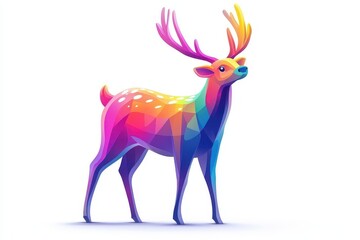 colorful cartoon reindeer isolated in a white background, happy deer illustration. made with generative ai technology