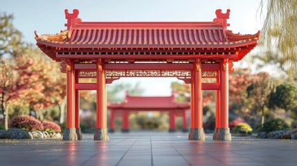 Chinese gate architecture decoration chinese new year
