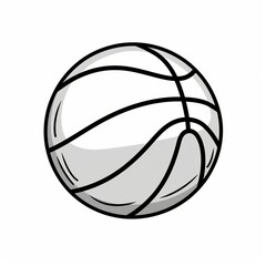 A simple black and white illustration of a basketball.