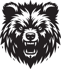 Obraz premium Angry bear head with sharp jagged fur edges vector silhouette design