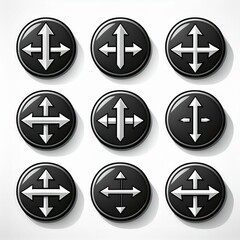 Obraz premium ensemble de flèches sur des pastilles en noir et blanc, directions en ia