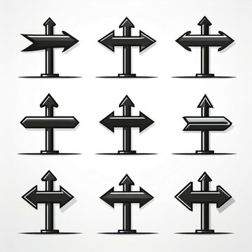 panneaux fl&eacute;ch&eacute;s avec quatre directions en dessin ia