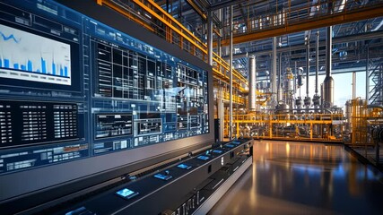 Industrial Control Room: Advanced Technology Monitoring System - Powered by Adobe