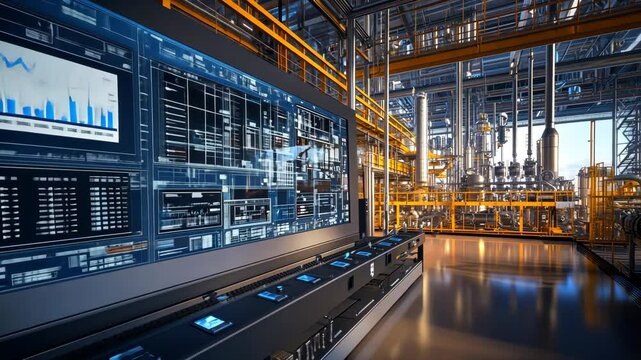 Industrial Control Room: Advanced Technology Monitoring System - Powered by Adobe