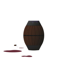 Wooden barrel with alcoholic drink
