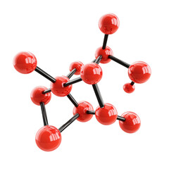 Obraz premium 3D Red Molecule isolate on transparency background