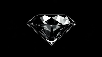 Sparkling Clear Diamond Gemstone on Black Background with Brilliant Facets Reflecting Light in a Stunning Display of Elegance and Luxury for Use in Design or Promotional Material