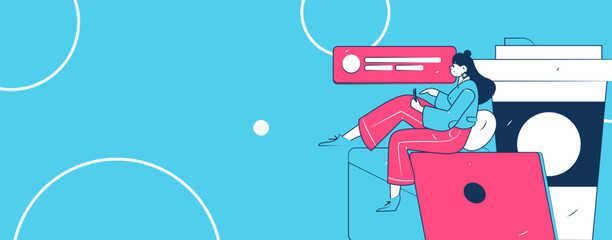 Flat vector illustration of business people operating work scene
