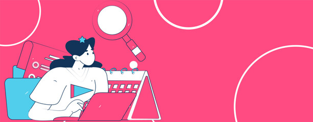 Flat vector illustration of business people operating work scene
