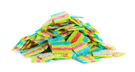 Tasty rainbow sour belts isolated on white