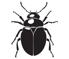Black and white beetle cartoon, Beetle icon silhouette