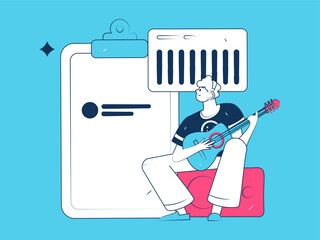 Flat vector illustration of business people operating work scene
