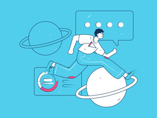 Flat vector illustration of business people operating work scene
