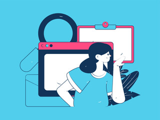 Flat vector illustration of business people operating work scene
