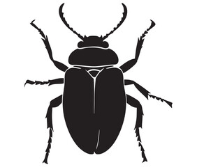 Black and white beetle cartoon, Beetle icon silhouette
