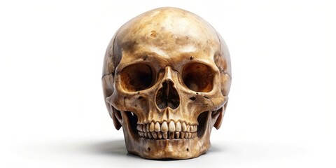 Obraz premium Human skull isolated on a white background, skull, human, isolated, bone, anatomy, death, spooky, Halloween, medical, forensic