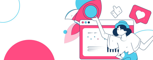 Flat vector illustration of business people operating work scene
