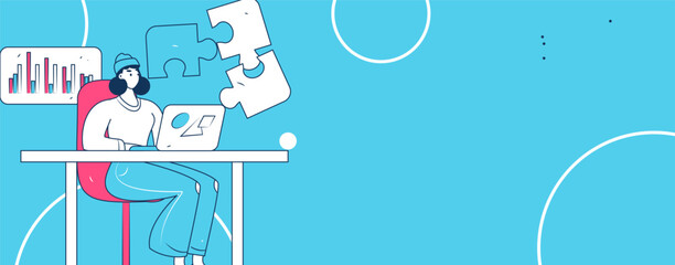 Flat vector illustration of business people operating work scene
