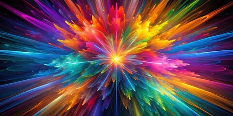 Obraz premium Abstract fractal explosion of vibrant colors bursting with creativity and imagination, fractal, explosion