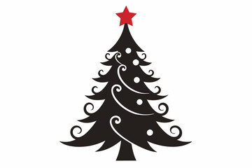 Merry Christmas  tree silhouette vector illustration