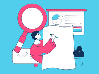 Flat vector illustration of business people operating work scene
