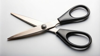 Obraz premium Close up of sharp metal scissors with black handle, metal, cutting tool, black handle, sharp, close up, shears, office supplies