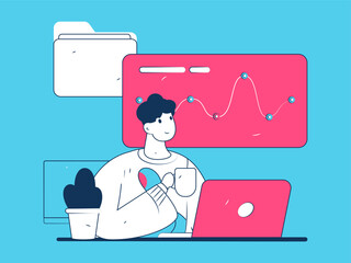 Flat vector illustration of business people operating work scene
