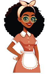 Chef Assistant, Happy Woman, 2D Vector Illustration