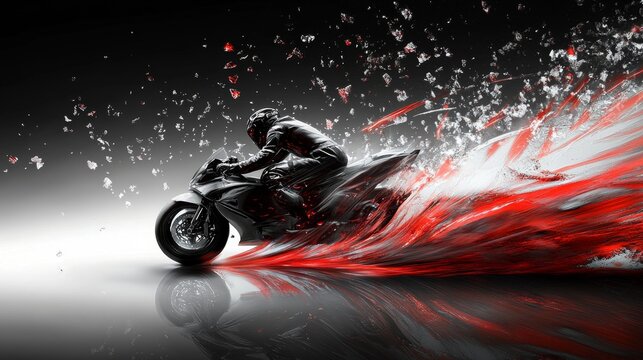 A creative composition where sharp shapes, dynamic tones, and a sense of speed combine to evoke the thrill of motion, with each element enhancing the visual impact and energy