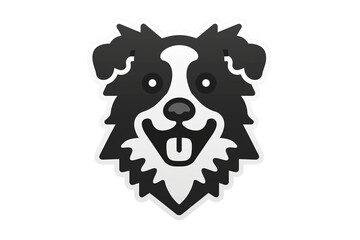 PNG cut out isolated background. A playful black and white illustration of a happy dog’s face, perfect for use in pet-related apps, dog care services, and pet adoption platforms.