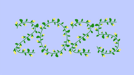 2025 Floral Vector Art, Icon, Logo, Happy New Year 2025
