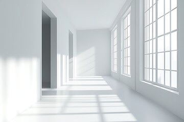 Fototapeta premium Modern, bright, empty apartment room render.