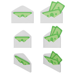 banknotes in a horizontal envelope 3D graphic