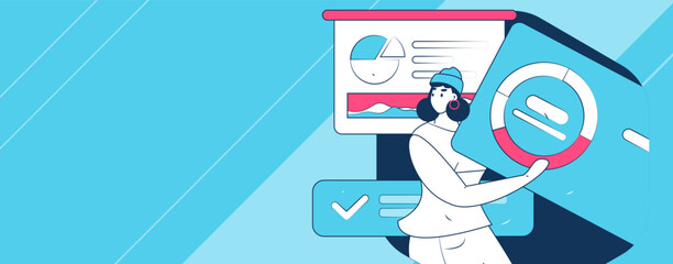 Flat vector illustration of business people operating work scene
