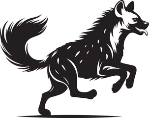 Obraz premium A running hyena with its tail streaming behind silhouette