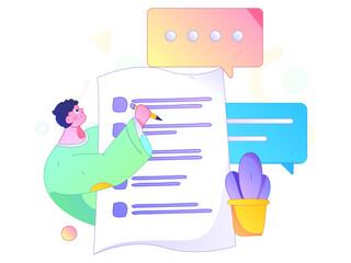 Flat vector illustration of business people operating work scene
