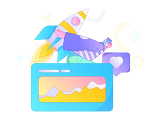 Flat vector illustration of business people operating work scene
