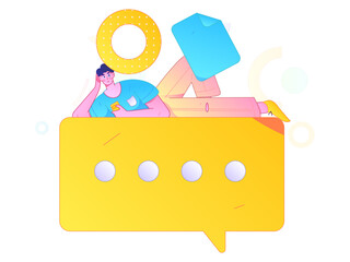 Flat vector illustration of business people operating work scene
