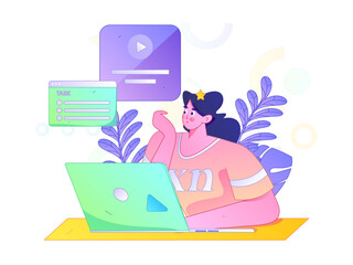 Flat vector illustration of business people operating work scene
