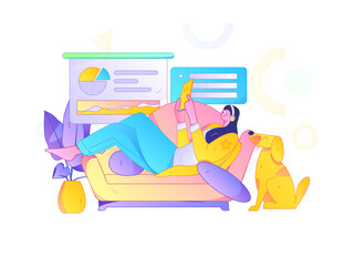 Flat vector illustration of business people operating work scene
