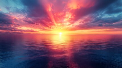 Obraz premium Vibrant Sunset Over the Ocean