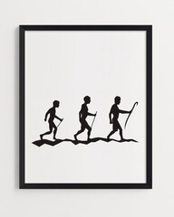 A minimalist poster design capturing humanity's evolution, complete with generous space for your personalized message against a clean white backdrop
