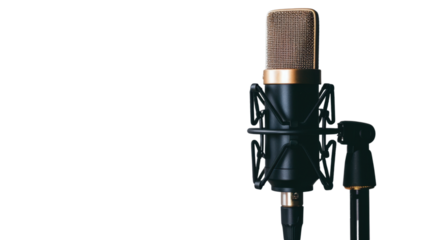 Retro condenser microphone on white transparent background

