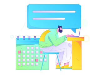 Flat vector illustration of business people operating work scene
