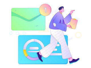 Flat vector illustration of business people operating work scene
