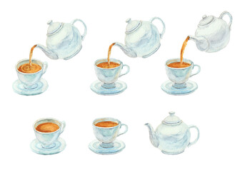 水彩絵の具で描いた紅茶のイメージ