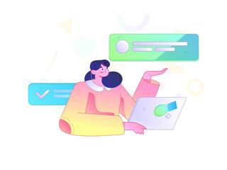 Flat vector illustration of business people operating work scene
