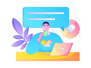 Flat vector illustration of business people operating work scene
