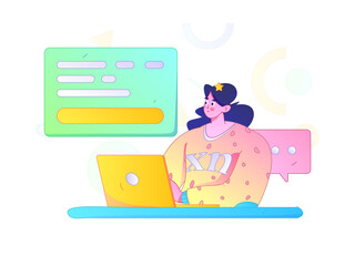 Flat vector illustration of business people operating work scene
